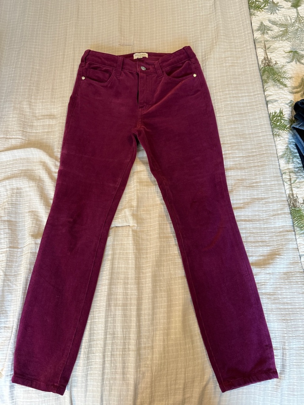 Corduroy Straight-Leg Pants in Deep Wine